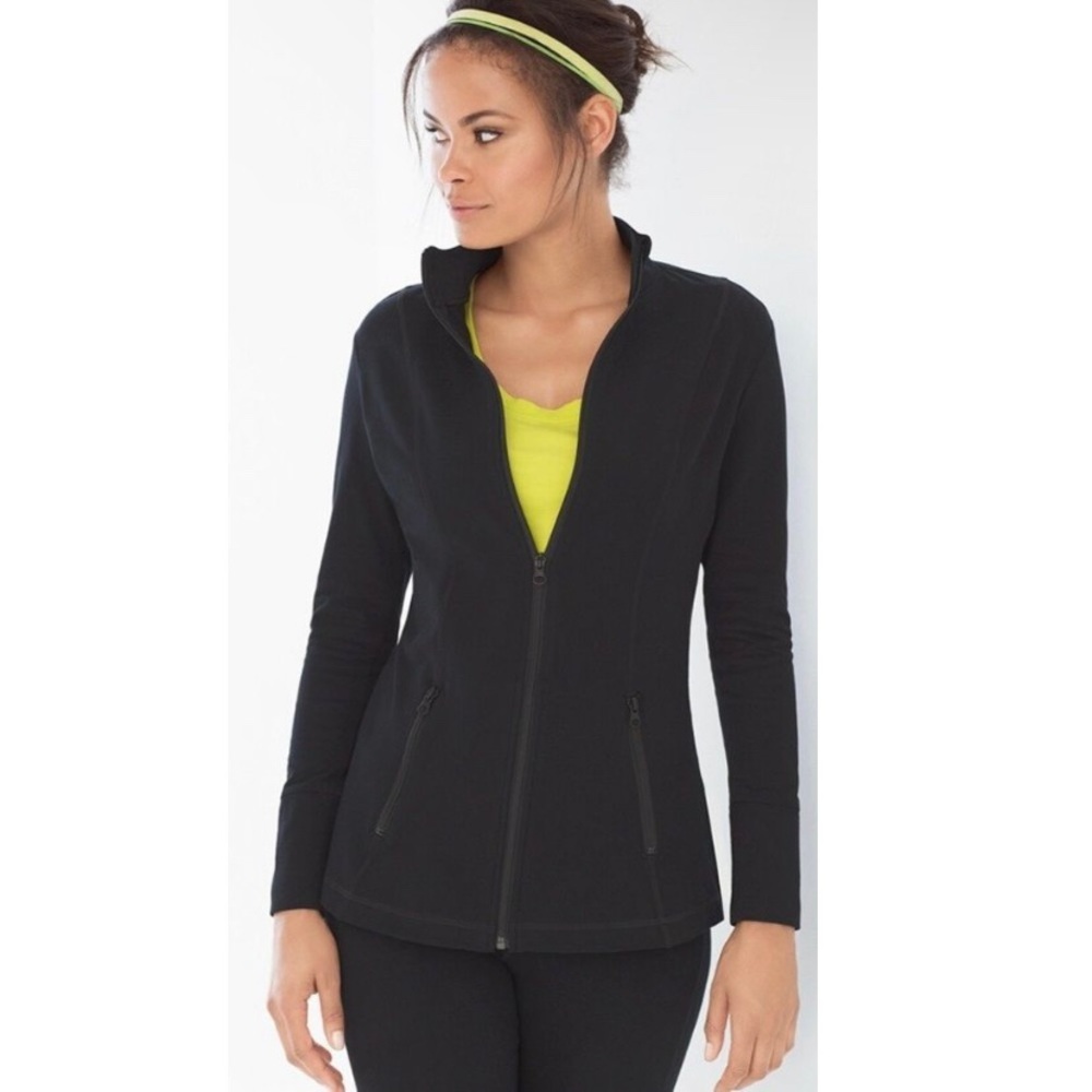 Soma Sport Black Workout Yoga Jacket Zip Up Size Medium Zip Pockets - Picture 1 of 16
